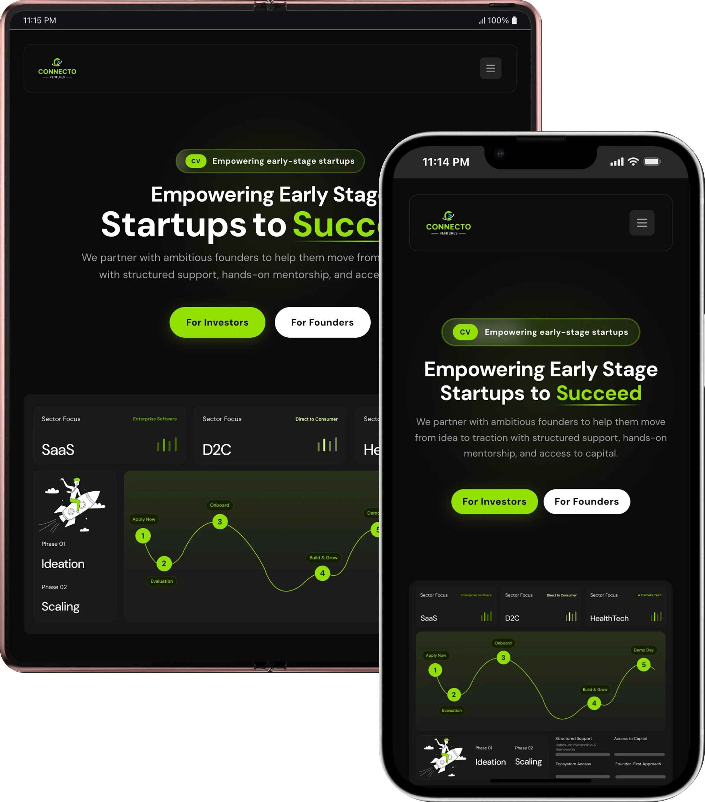 Screenshot preview of Connecto Ventures developed by Fun Fact agency
